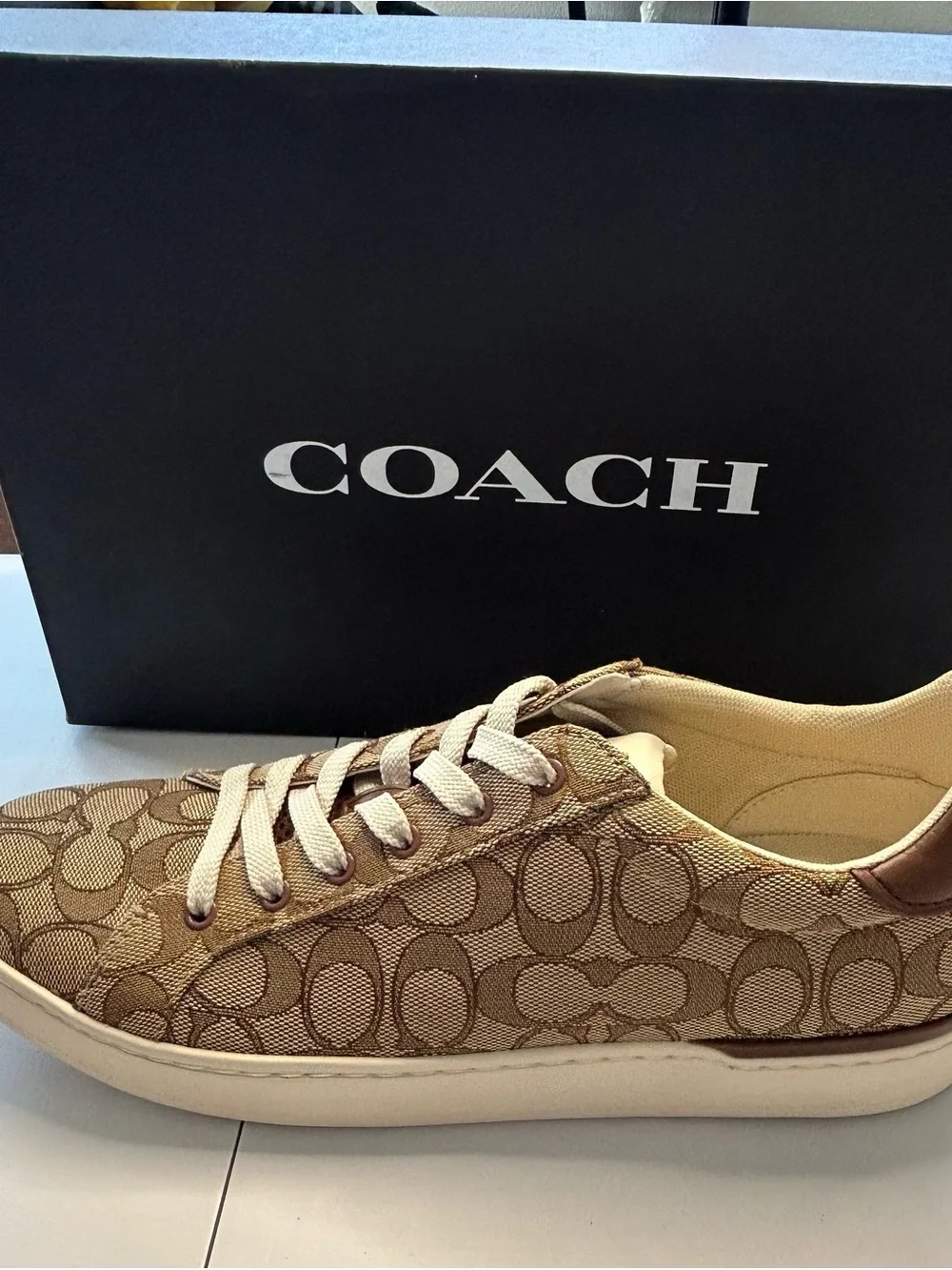 Coach Khaki Signature Canvas Lace-Up Sneakers